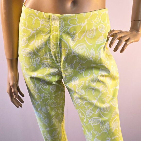 Rafael Cropped Pants Womens Size 6 Light Green Floral White Flat Front - Picture 4 of 11
